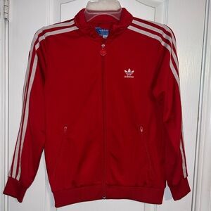 Adidas Kids Red 3-Stripe Track Jacket Youth Size M